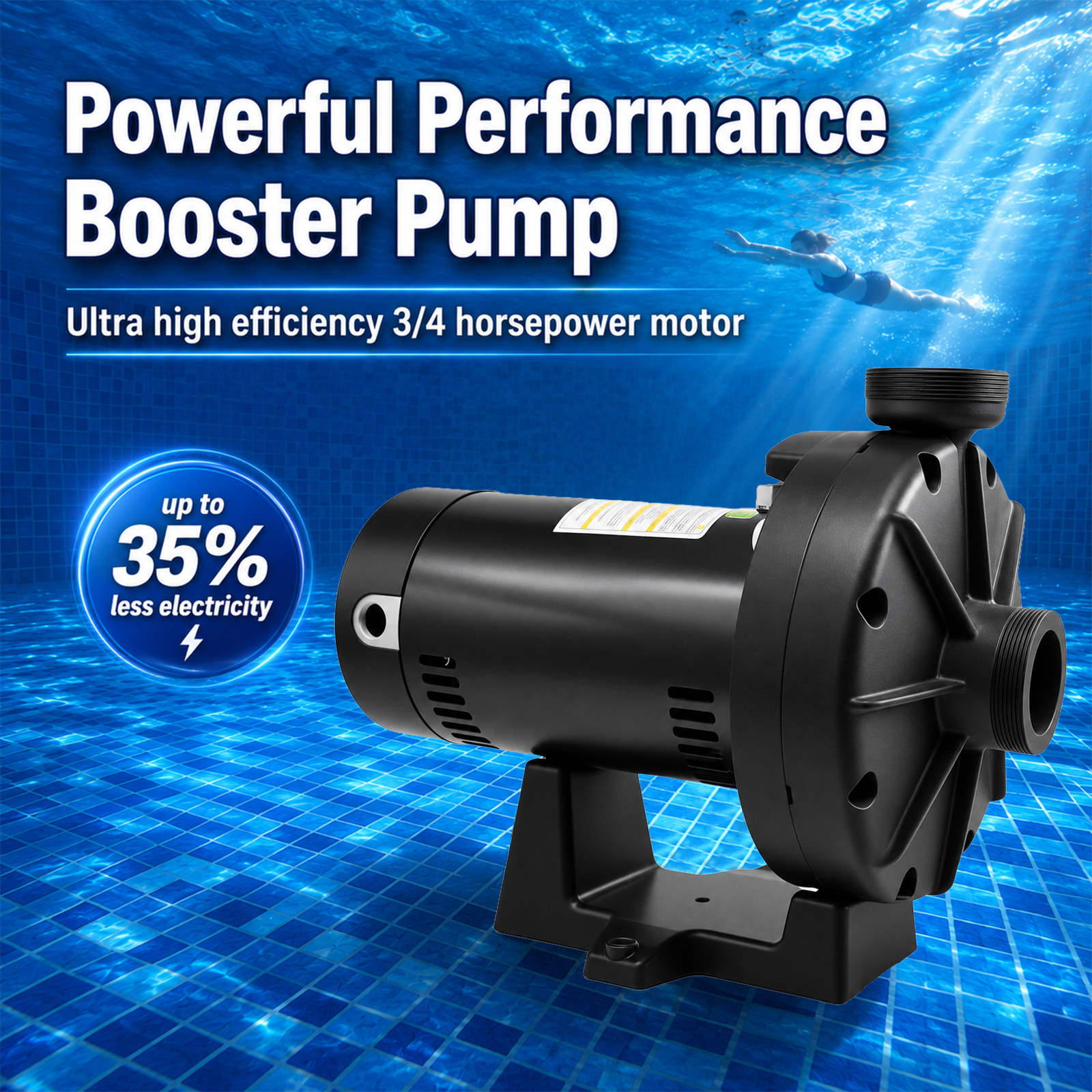 Aqualix-W36060 0.75HP Booster Pump for In-Ground Pools Compatible with Hayward