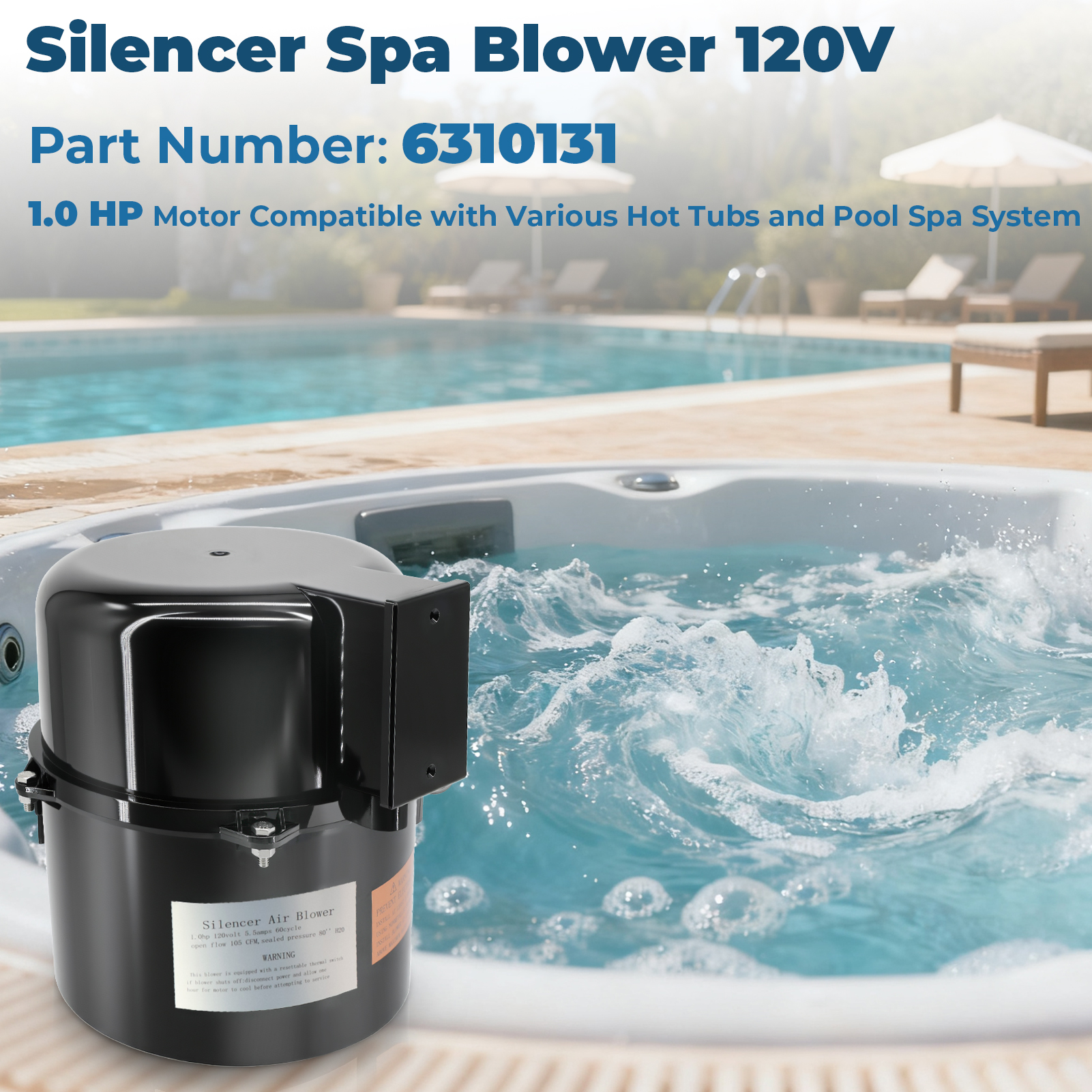 Aqualix-Spa Blower Replacement, 120V Air Supply Pump for Hot Tub Spa Air Jet Systems