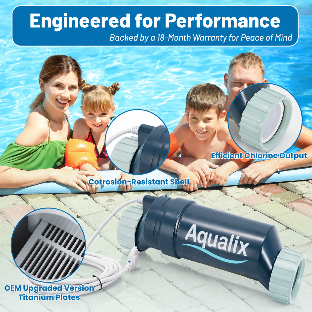 Aqualix-Salt Cell Replacement Compatible with Hayward T-CELL & W3T-CELL Series, Pool Salt Chlorinator Cell for AquaRite Systems