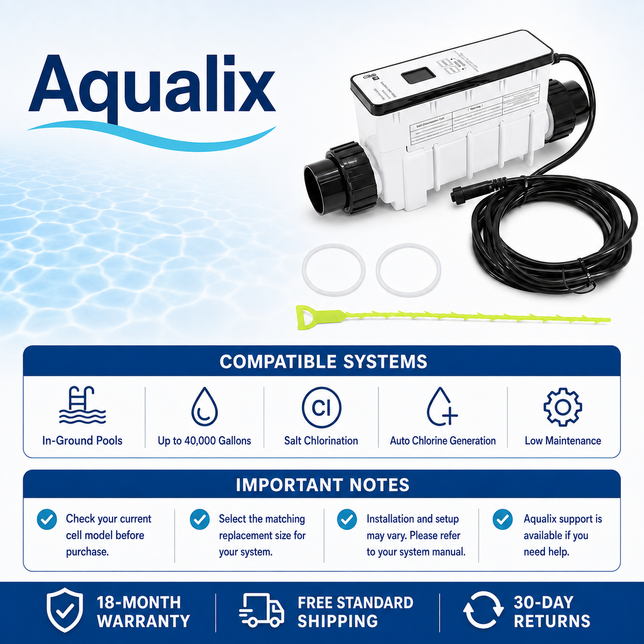 Aqualix-Replacement Salt Cell for Pentair IntelliChlor IC Series