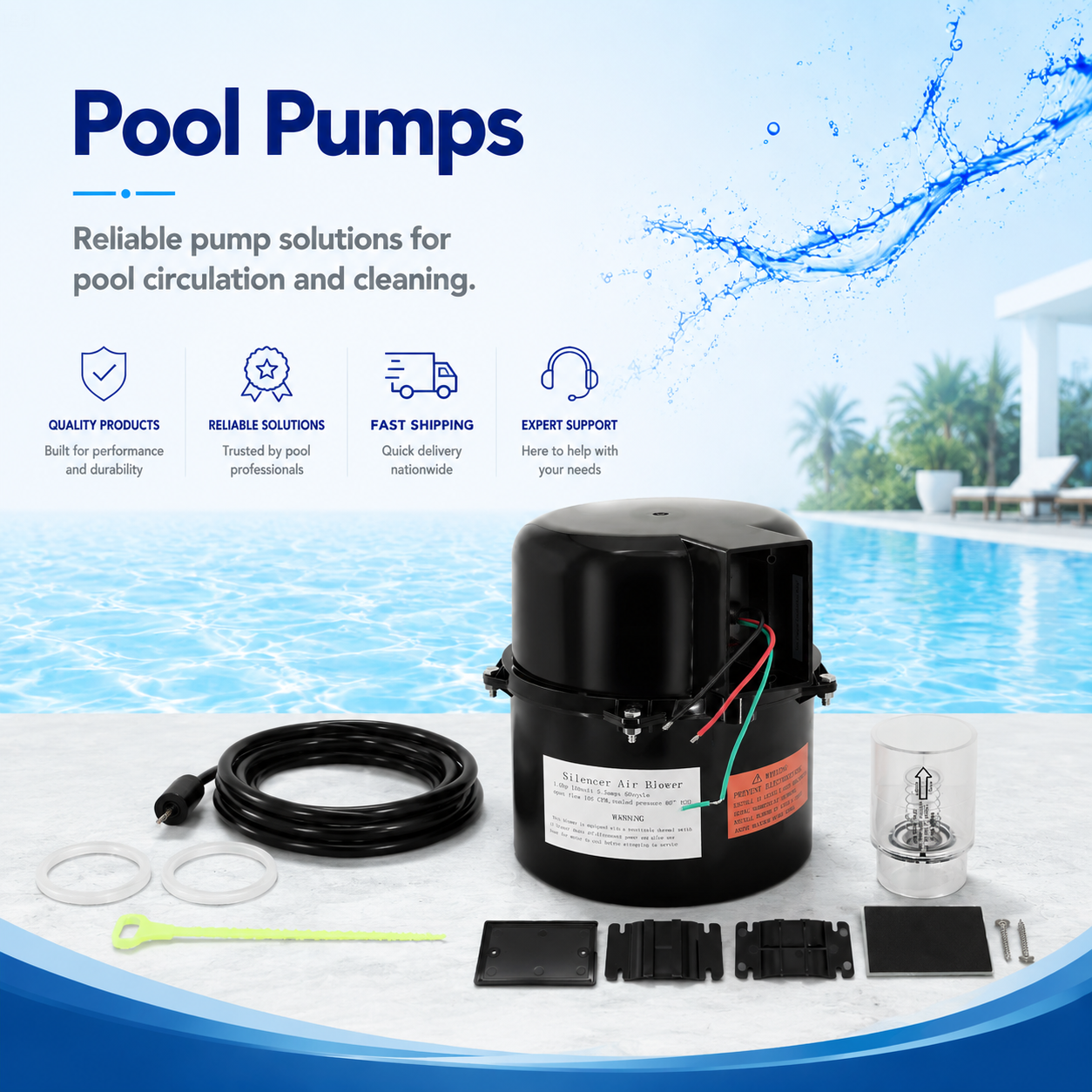 Aqualix booster pump for in-ground pool water circulation and filtration systems