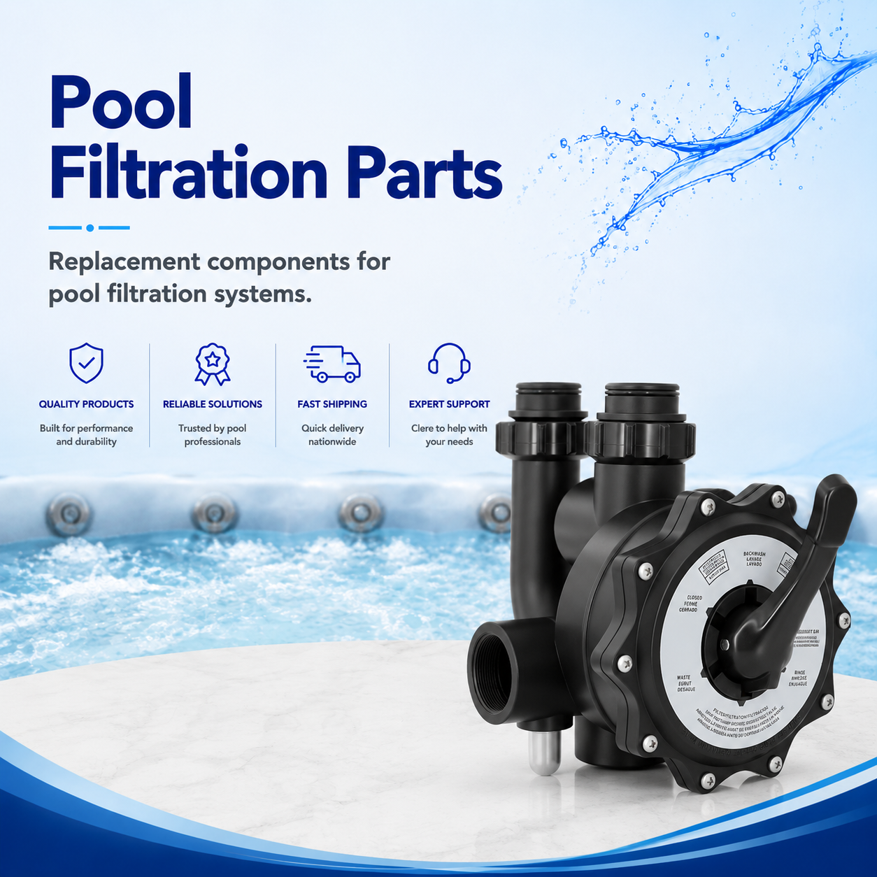 Aqualix pool filtration parts and replacement multiport valve for pool filter systems