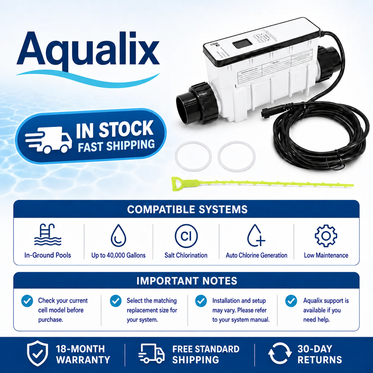 Aqualix-Replacement Salt Cell for Pentair IntelliChlor IC Series