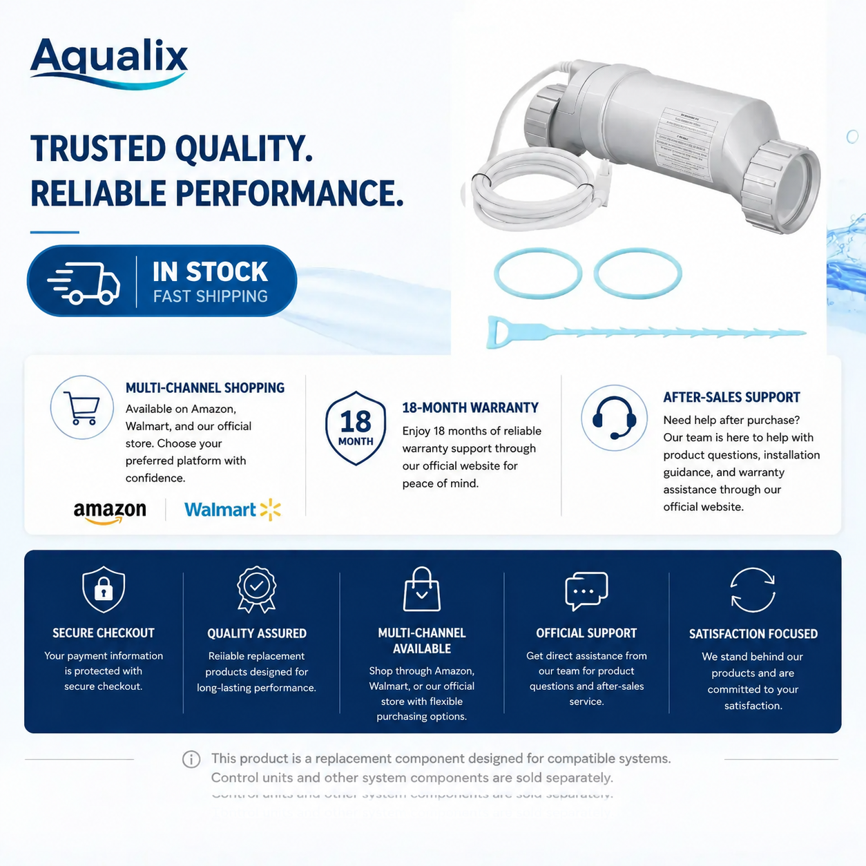 Aqualix-Replacement Salt Cell for Hayward T-CELL & W3T-CELL AquaRite Systems