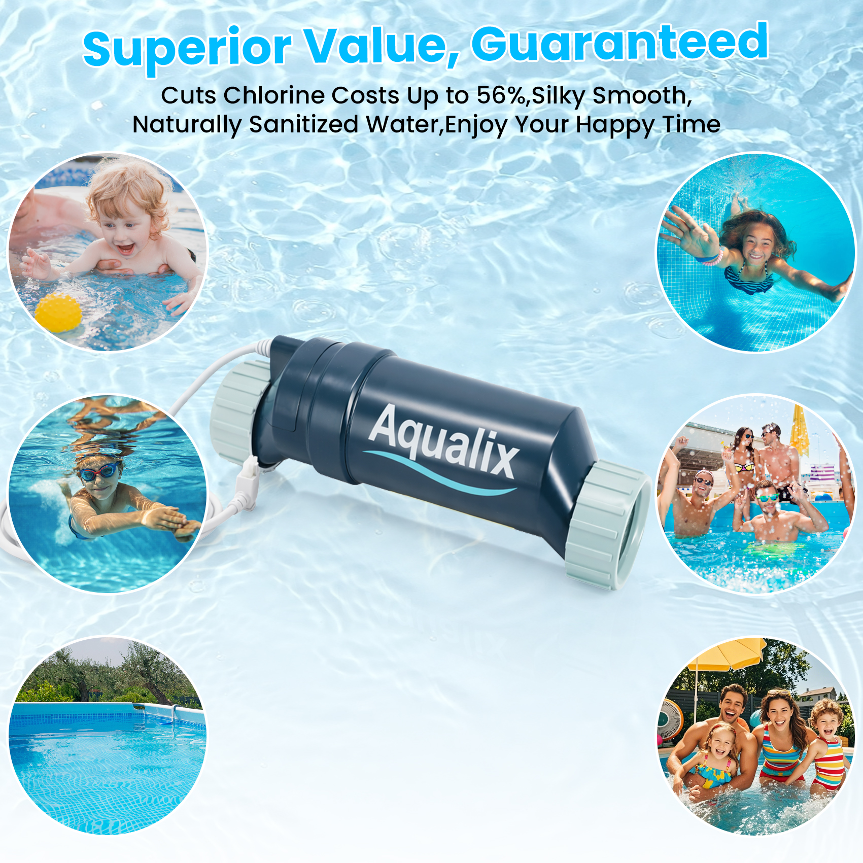 Aqualix Salt Cell Replacement for Hayward T-Cell-5 / W3T-Cell-5, 20,000 Gallon In-Ground Pool Salt Chlorination Cell, Compatible with AquaRite, SwimPure Plus, AquaRite Pro, ProLogic, OmniLogic