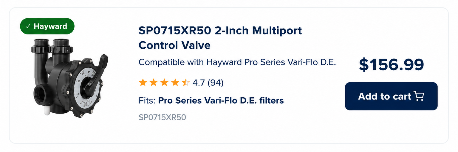 Hayward SP0715XR50 2-inch multiport control valve replacement for Pro Series Vari-Flo D.E. pool filters