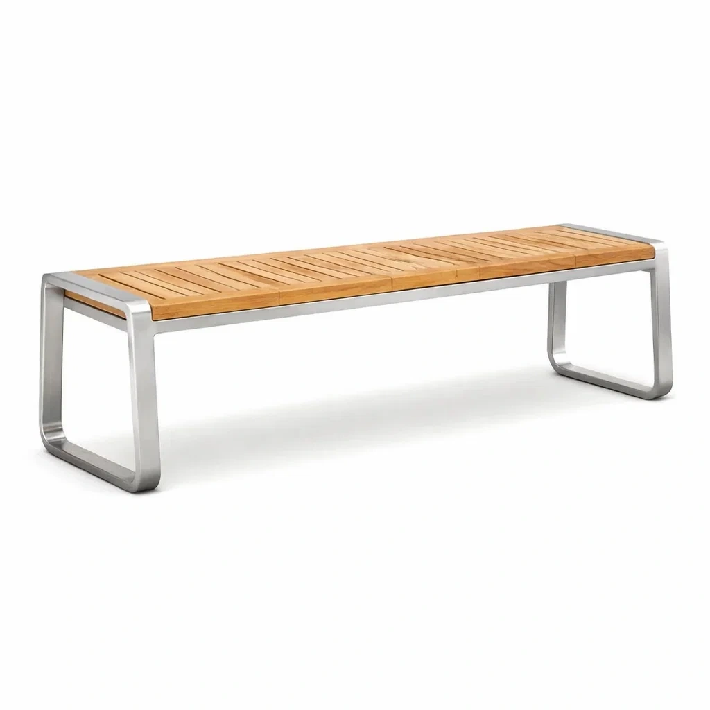 Banc extérieur en bois de teck et aluminium 180 cm-ecoverand