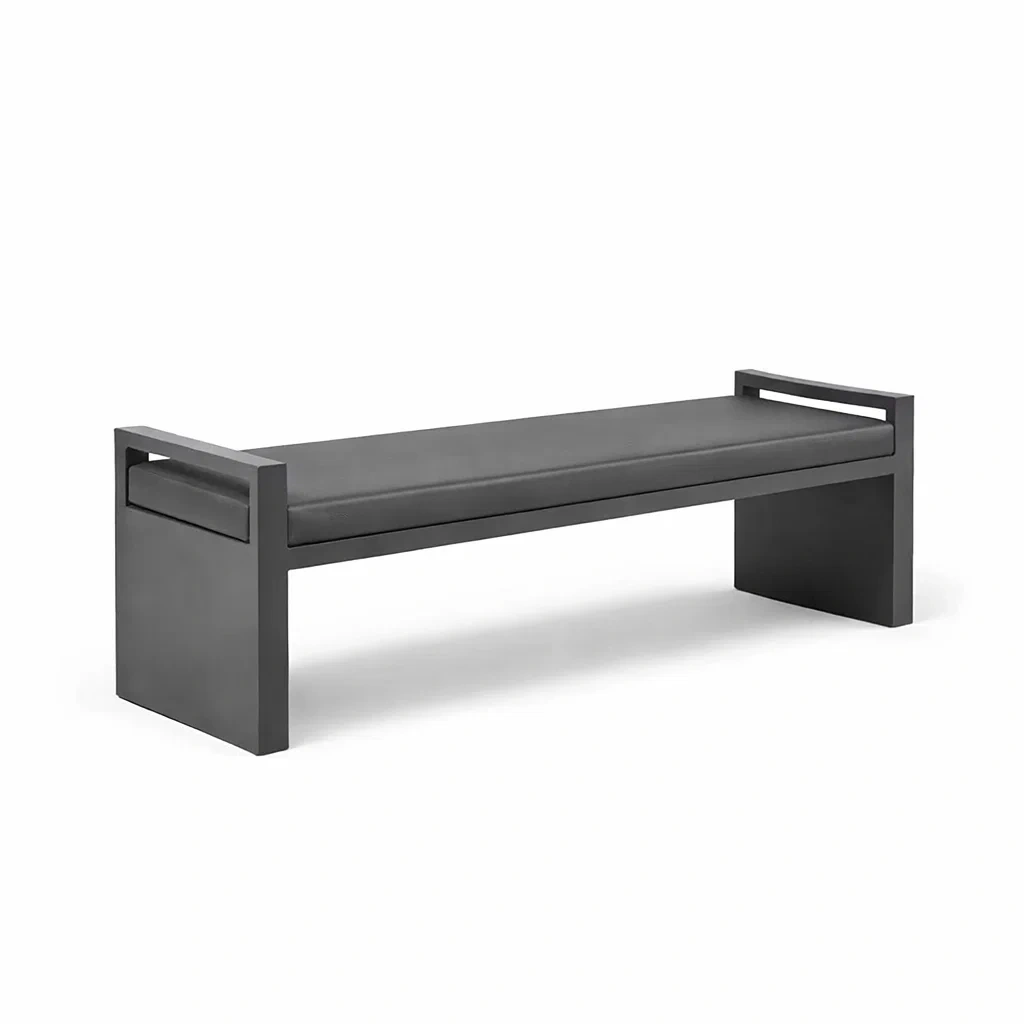 Banc en métal avec coussin noir 150cm-ecoverand
