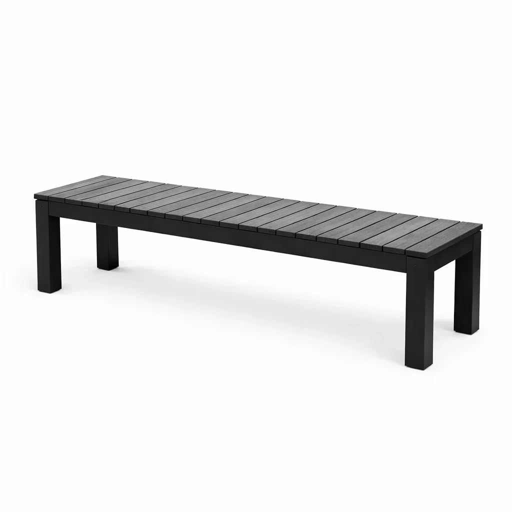 Banc de Jardin en Aluminium et Bois Composite Noir-ecoverand