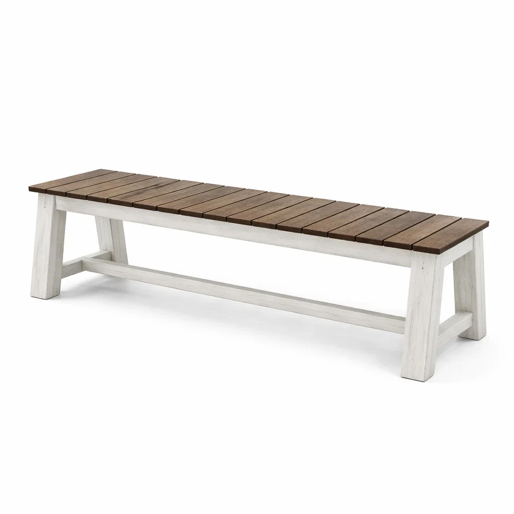 Banc en bois de pin Blanc/Marron 150 cm-ecoverand