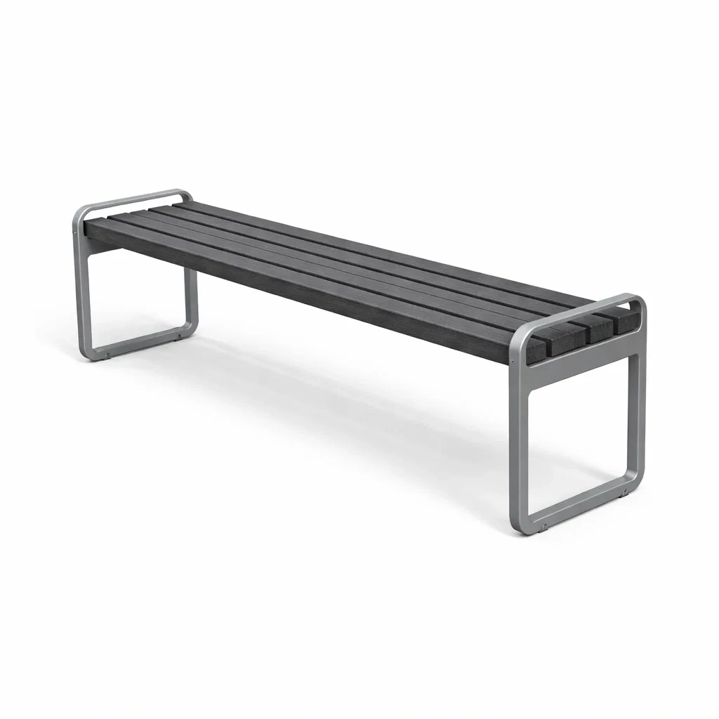 Banc Extérieur en Acier et Bois Composite Gris-ecoverand