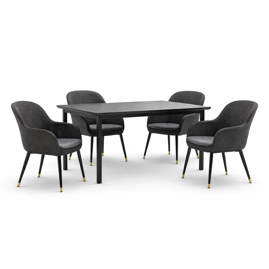 Ensemble de salle à manger extérieur en aluminium et résine tressée-ecoverand