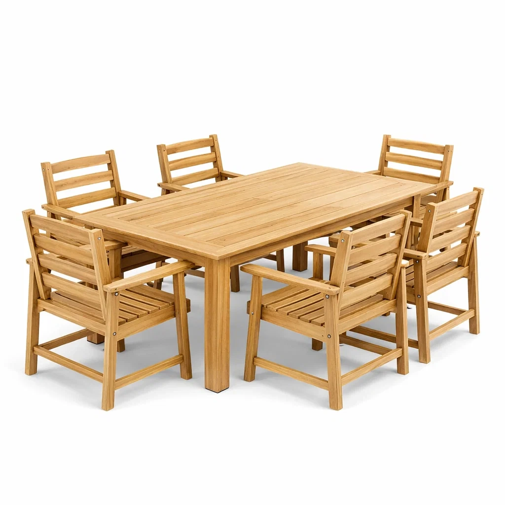 Ensemble de Salle à Manger en Teck avec 6 Chaises-ecoverand