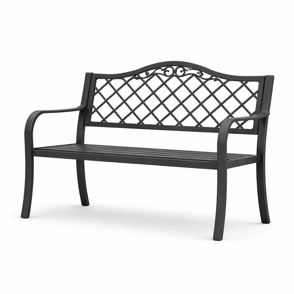 Banc de jardin en métal noir 125 cm-ecoverand