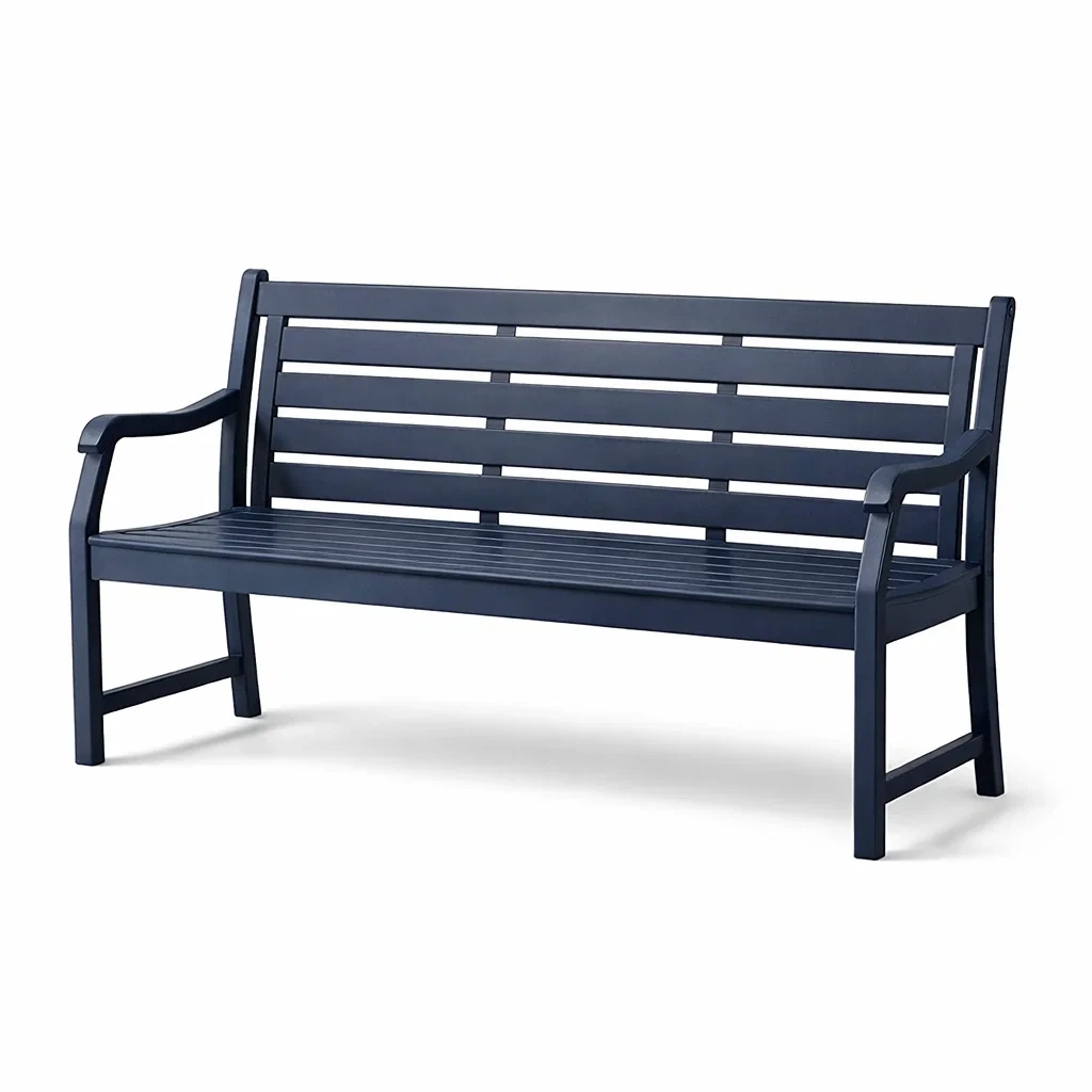 Banc en métal avec accoudoirs en aluminium bleu 150 cm-ecoverand