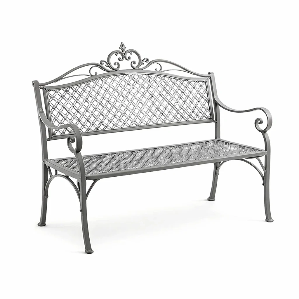 Banc de jardin en métal fer forgé Gris 127 cm-ecoverand