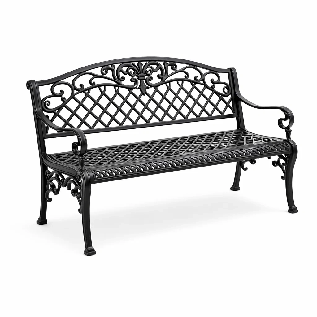 Banc de jardin en fonte d'aluminium noir-ecoverand