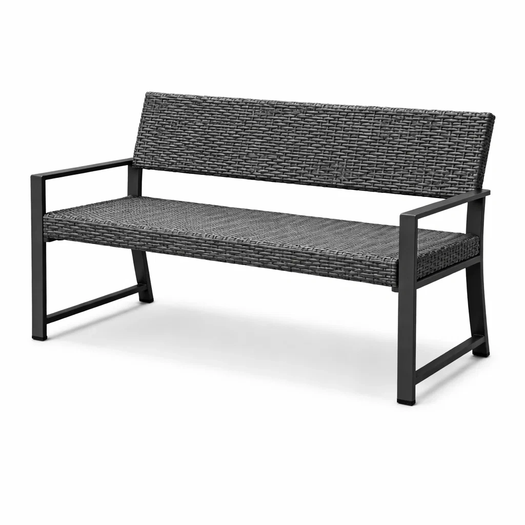 Banc en Aluminium et Résine Tressée Noir 150 cm-ecoverand