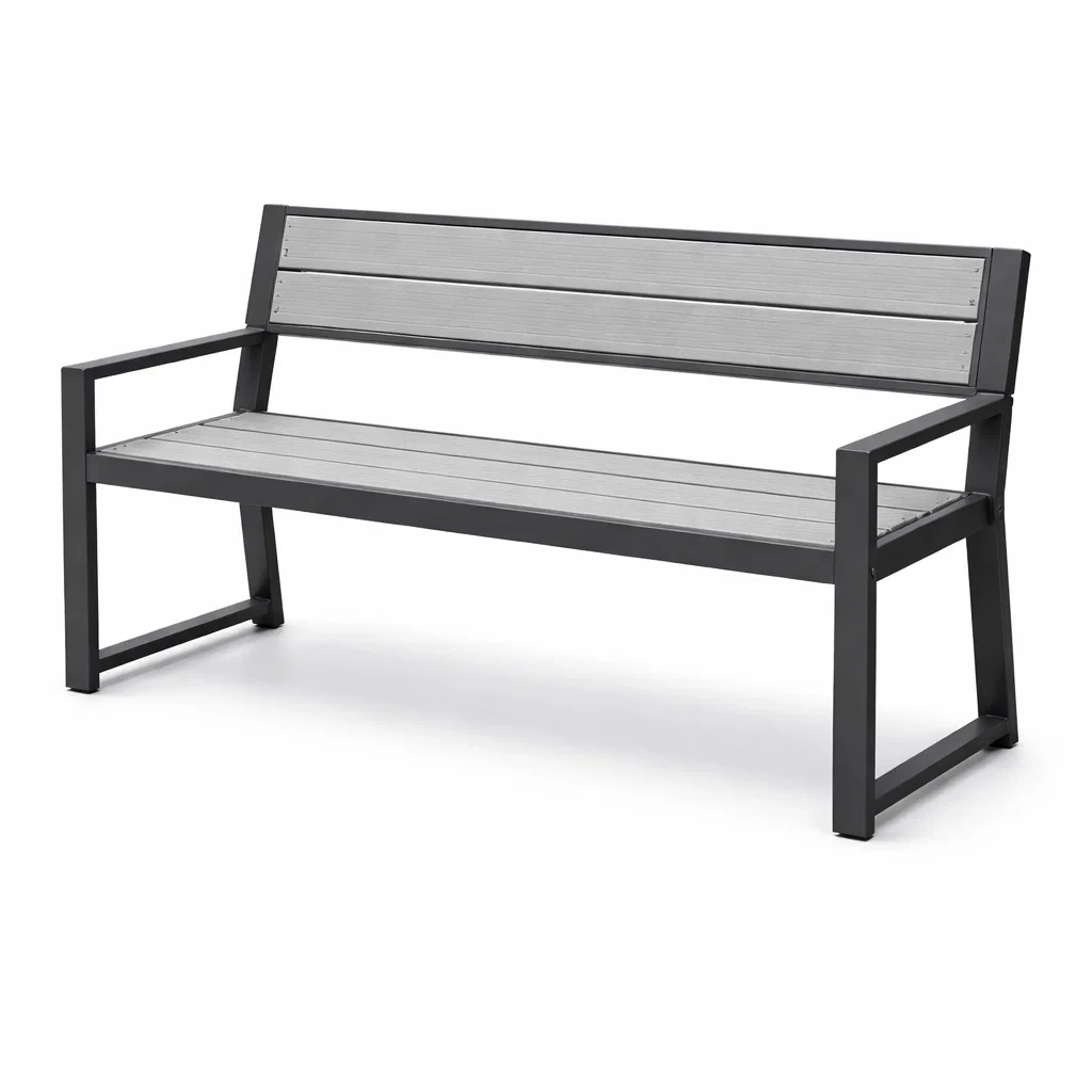 Banc d'extérieur en aluminium et bois composite Gris foncé/Argenté-ecoverand