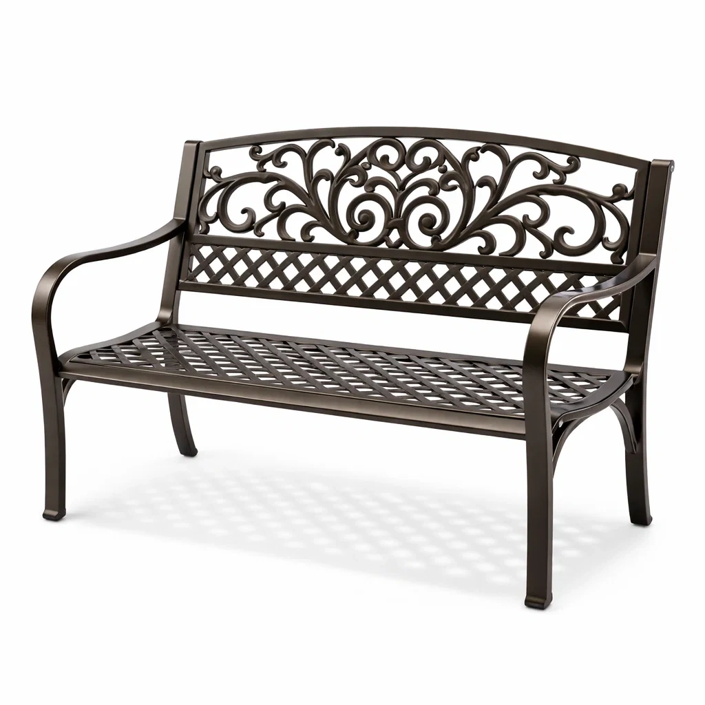 Banc de Jardin en Aluminium Marron 125x60x83 cm-ecoverand