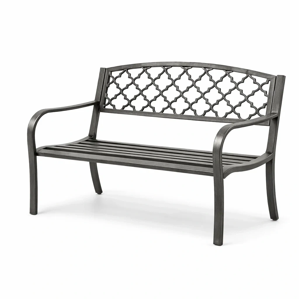 Banc de Jardin en Métal Noir 127cm-ecoverand