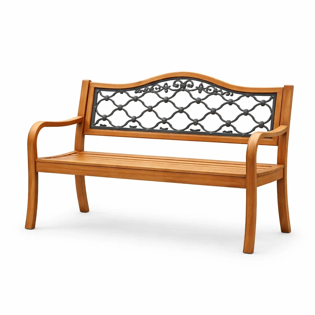 Banc de jardin en bois avec dossier en métal 125cm Brun/Noir-ecoverand