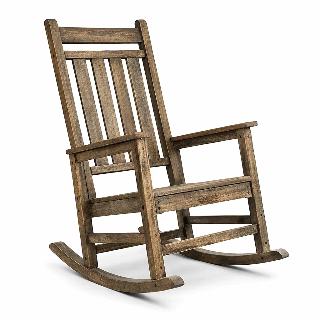 Chaise berçante en bois de chêne Marron-ecoverand