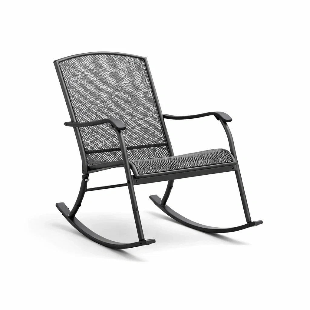 Chaise berçante en métal noir pour extérieur-ecoverand