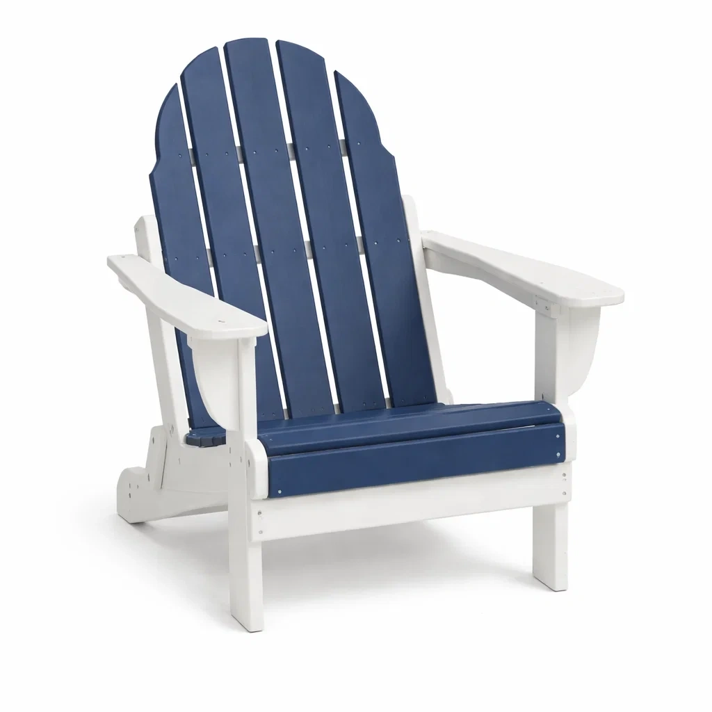 Chaise Adirondack en Polyéthylène Bleu et Blanc pour Extérieur-ecoverand