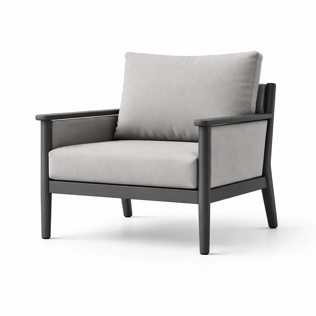 Fauteuil en aluminium avec coussins en polyester Gris/Noir-ecoverand