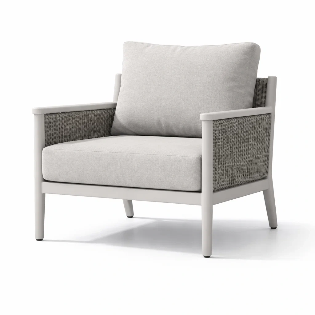 Fauteuil en aluminium et rotin synthétique Gris et Beige-ecoverand