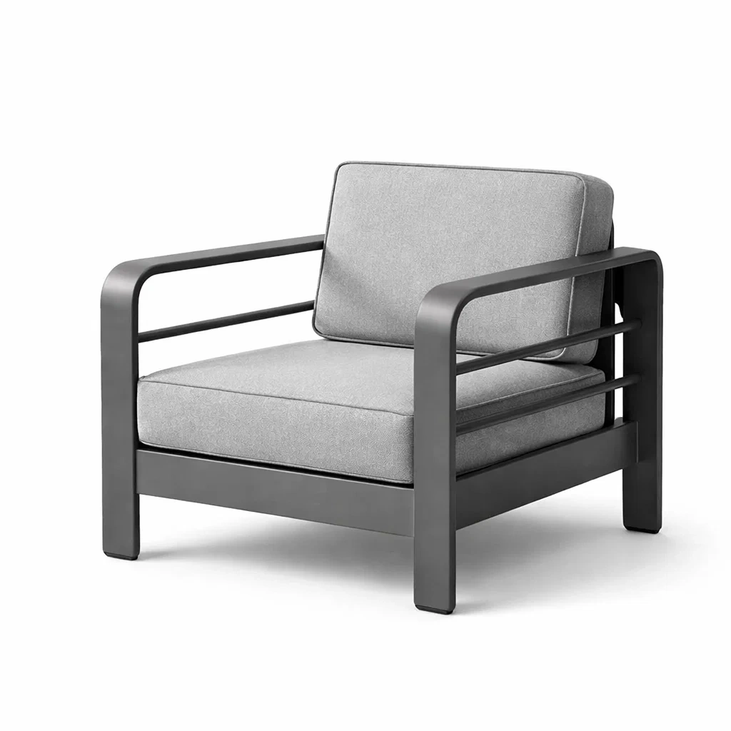 Fauteuil en aluminium avec coussins en polyester gris-ecoverand