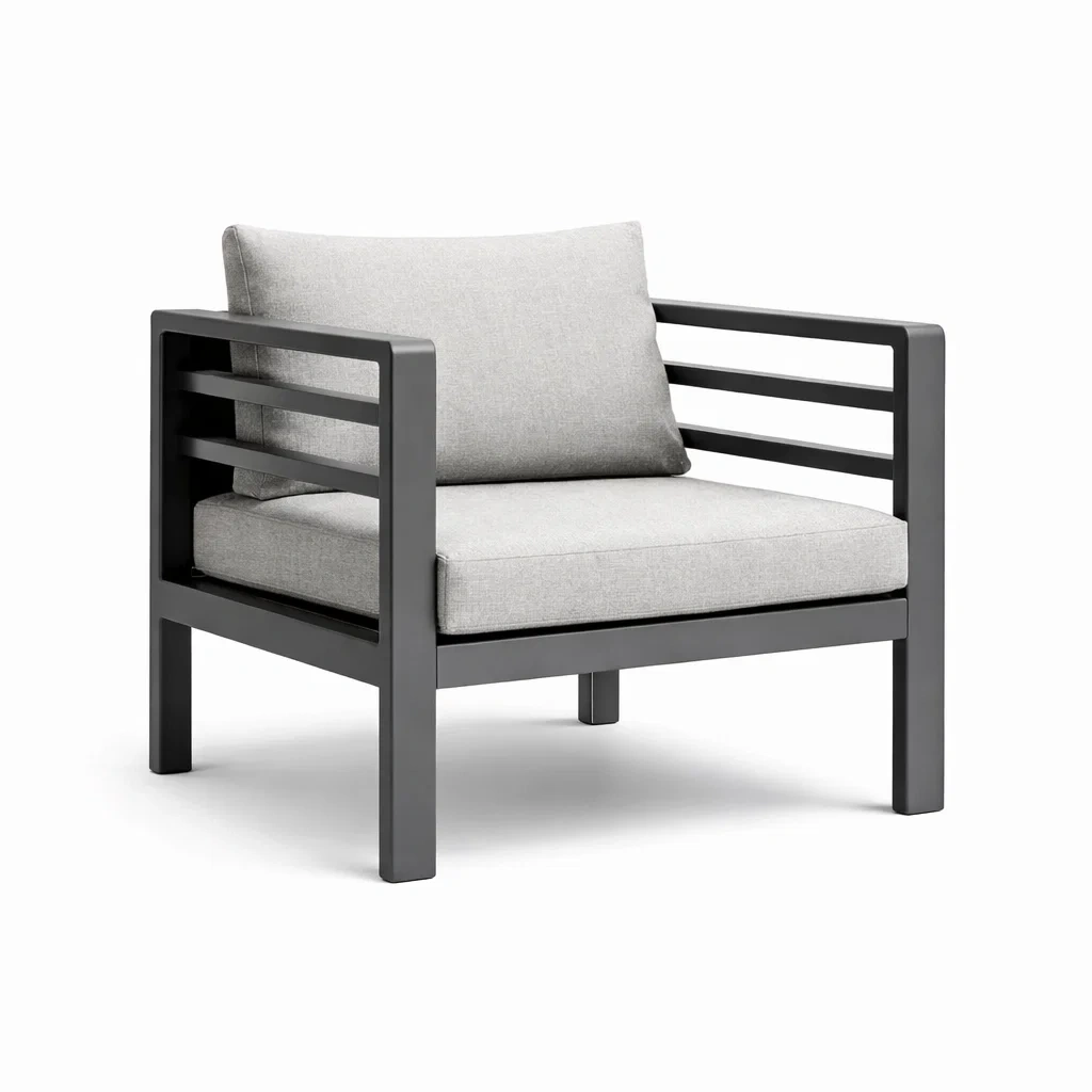 Fauteuil en aluminium avec coussins gris-ecoverand