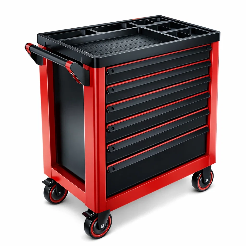 Chariot à outils en métal à 7 tiroirs Noir/Rouge-ecoverand