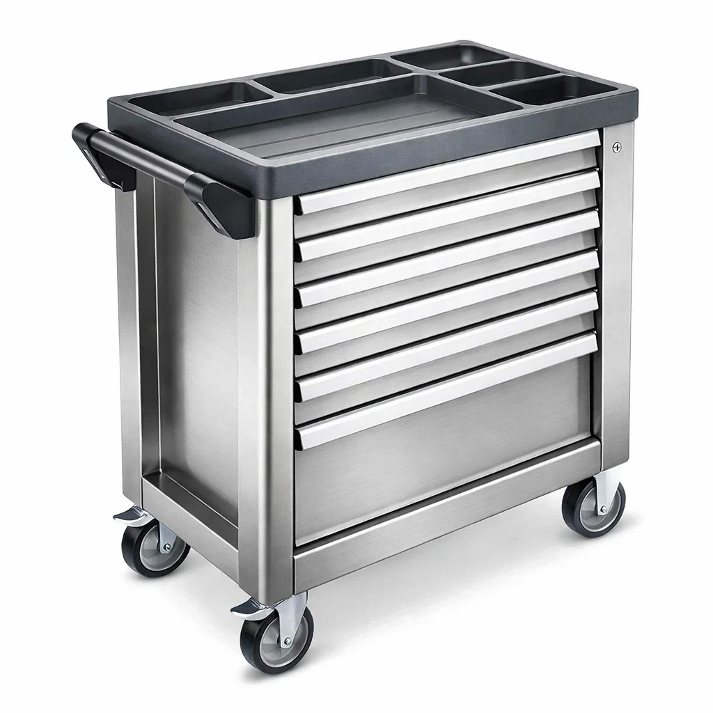 Chariot à outils en acier inoxydable avec 7 tiroirs-ecoverand
