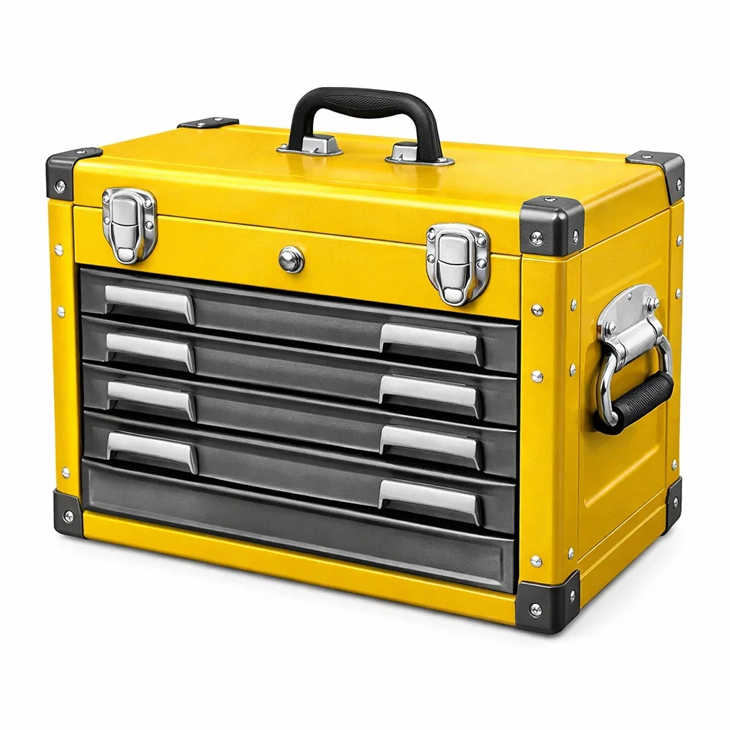 Boîte à outils métal 5 tiroirs Jaune/Noir-ecoverand
