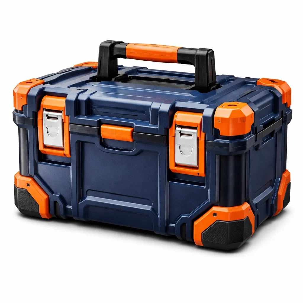 Boîte à Outils en Plastique Bleu et Orange avec Fermoirs Métalliques-ecoverand