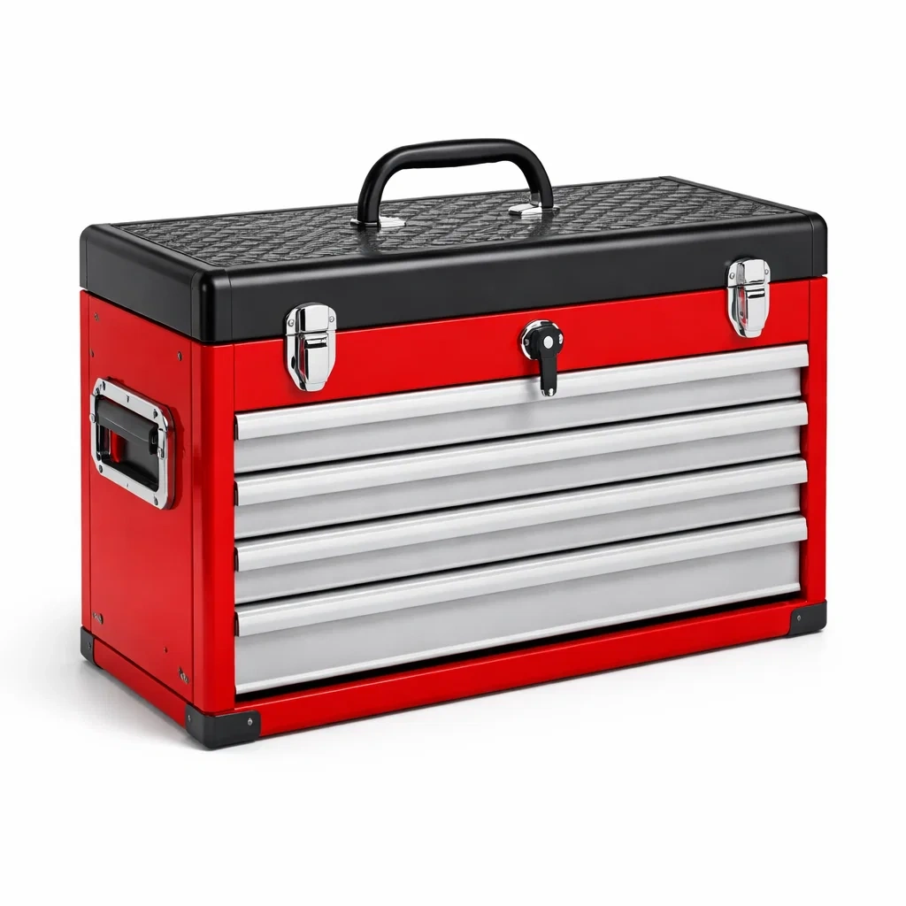 Boîte à outils métallique rouge et noire 5 tiroirs-ecoverand