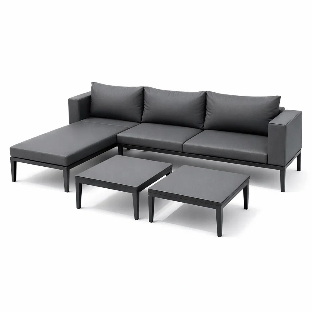 Canapé d'angle en aluminium avec tables basses et coussins Gris-ecoverand