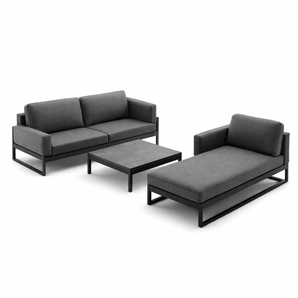Ensemble de mobilier d'extérieur en métal et tissu Gris Foncé-ecoverand