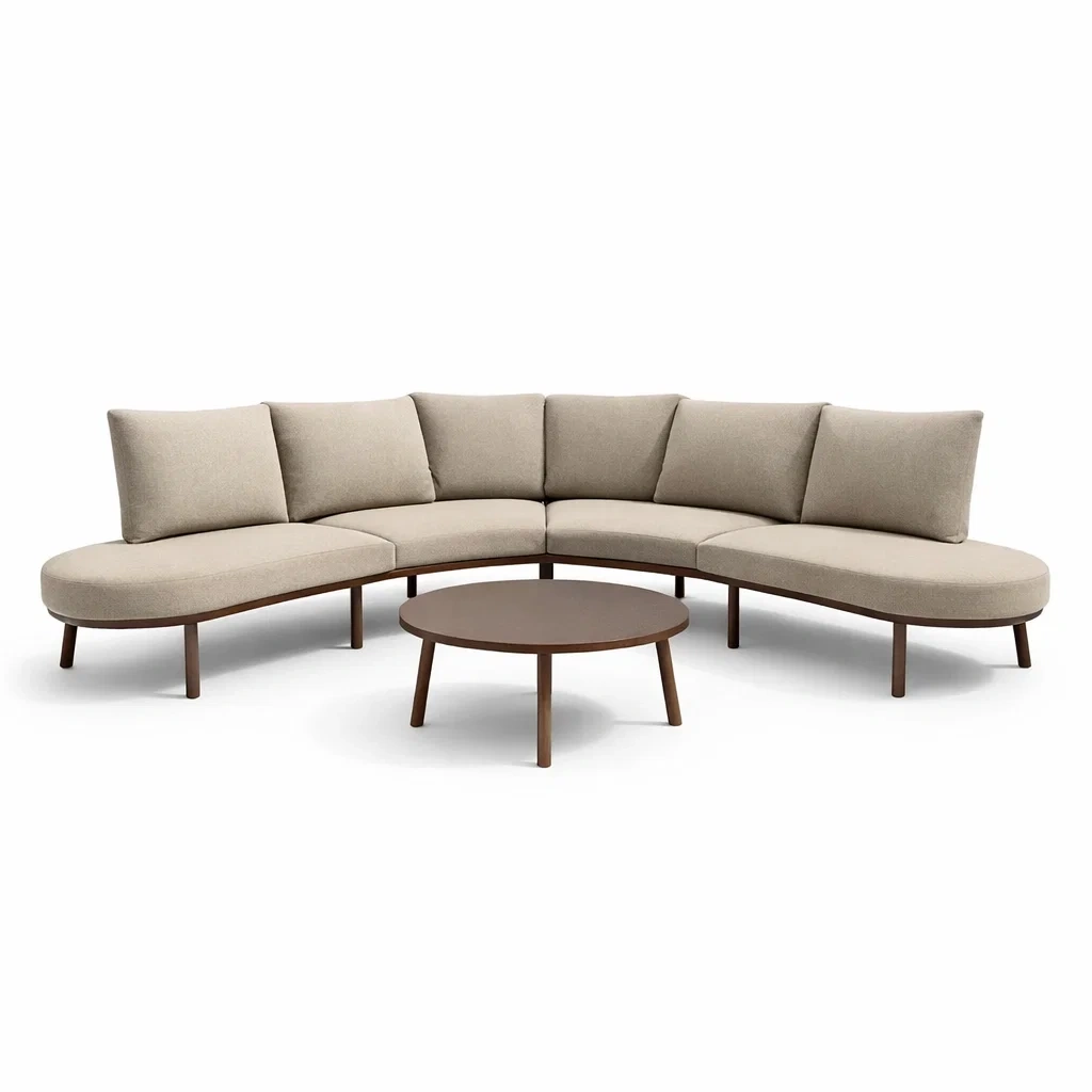 Canapé d'angle en tissu avec table basse ronde-ecoverand