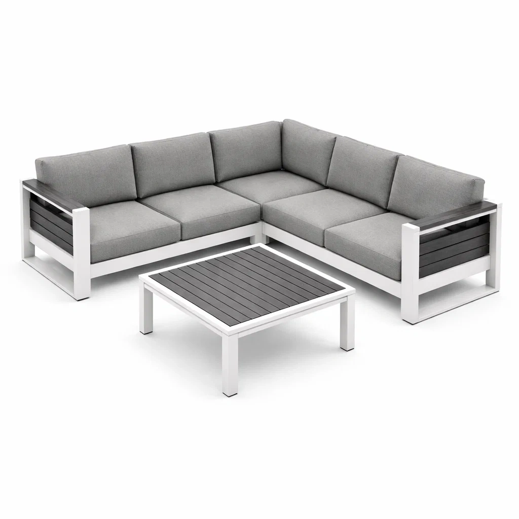 Set de Canapé d'Angle Extérieur en Métal avec Table-ecoverand