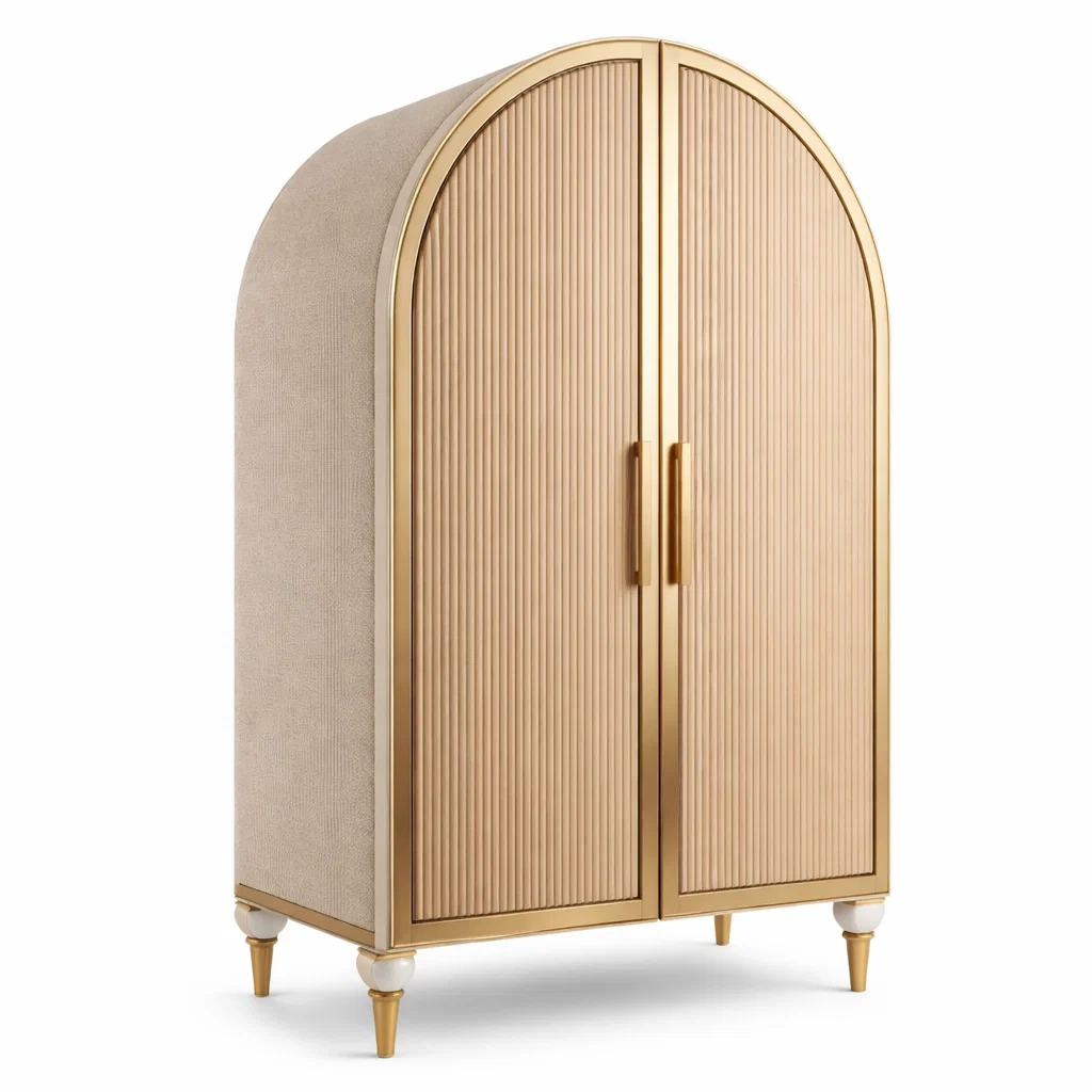 Armoire en bois et métal doré avec portes voûtées-URBANO ASISVIBES