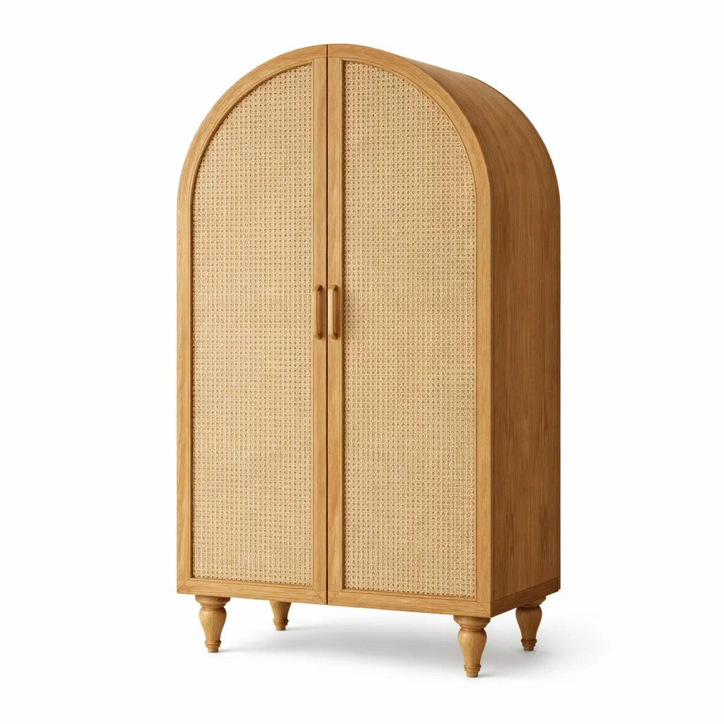 Armoire en bois et rotin tressé avec 2 portes-URBANO ASISVIBES