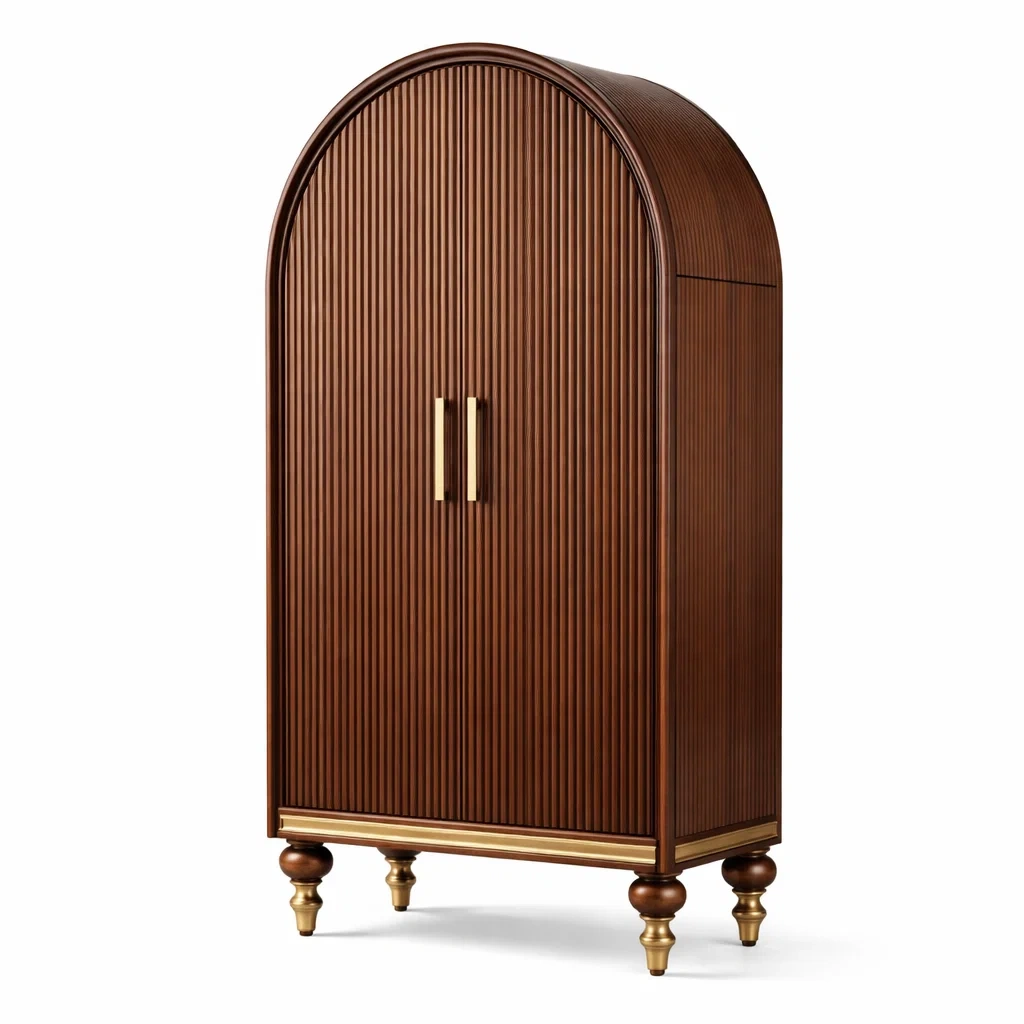 Armoire en bois avec poignées dorées-URBANO ASISVIBES