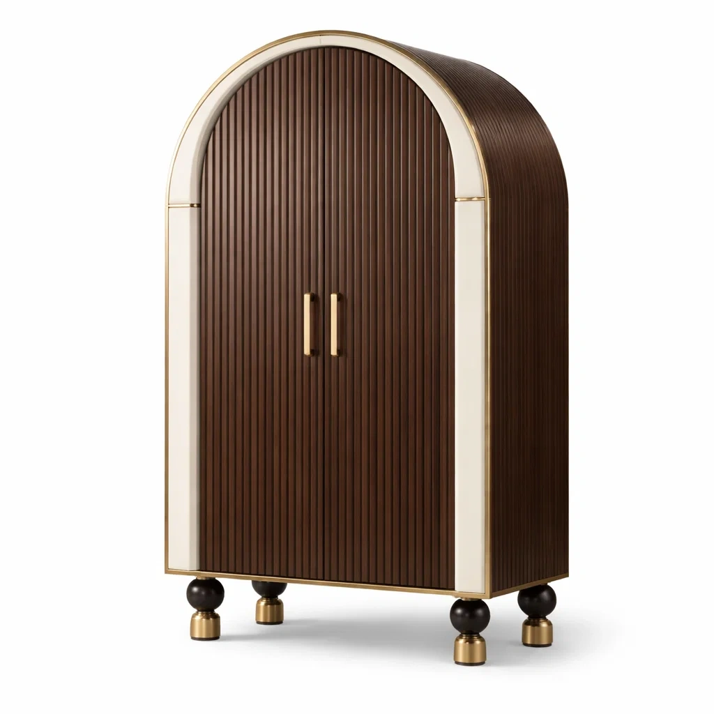 Armoire en bois avec façade arquée et finitions dorées-URBANO ASISVIBES