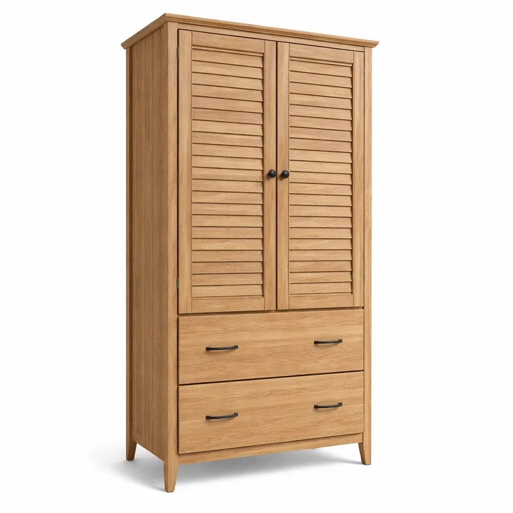 Armoire en bois de chêne avec portes à persiennes et tiroirs-URBANO ASISVIBES