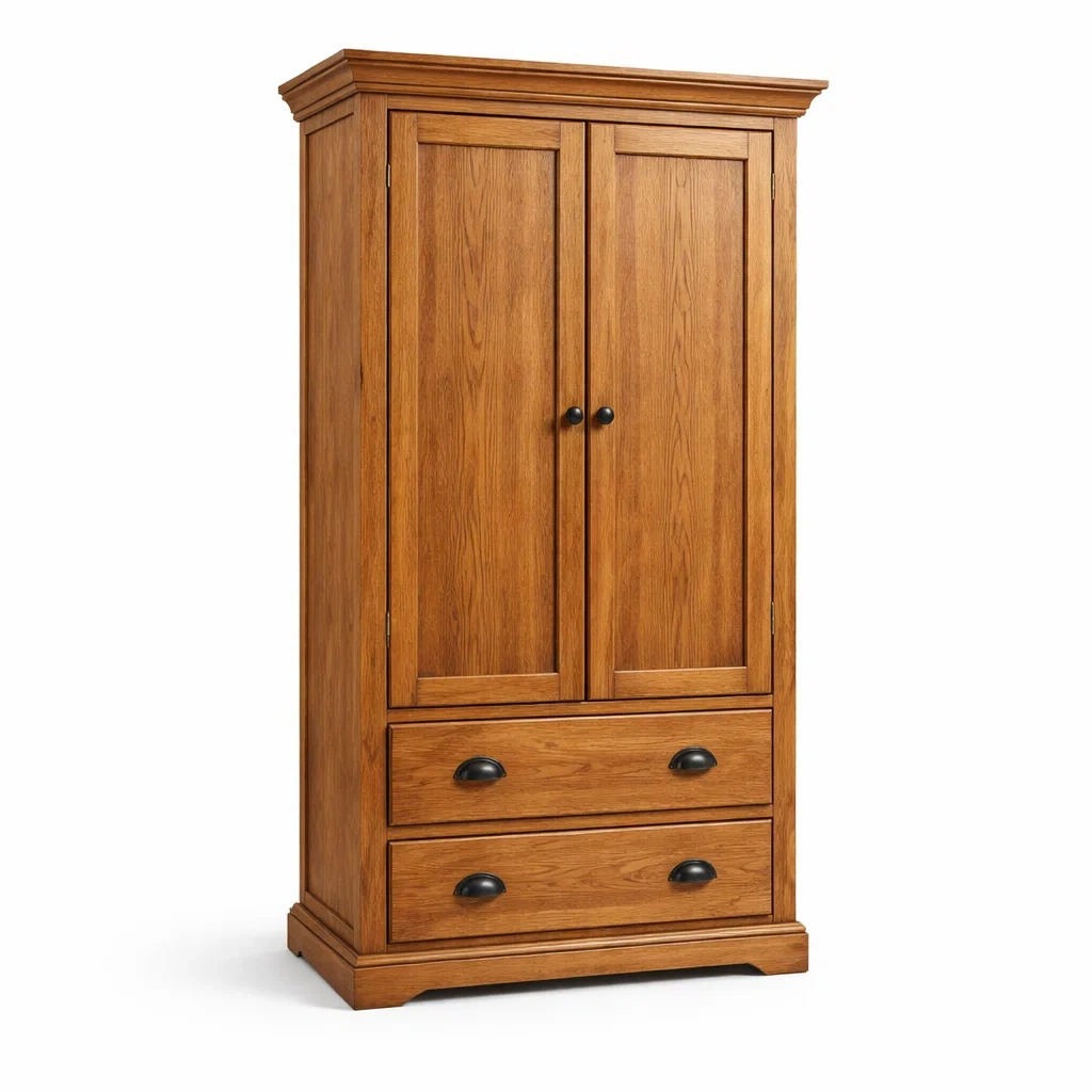 Armoire en bois avec 2 portes et 2 tiroirs chêne 190x90x50 cm-URBANO ASISVIBES