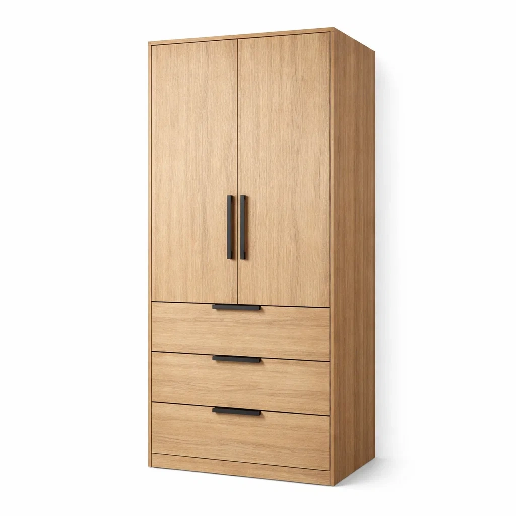 Armoire en bois avec deux portes et trois tiroirs en chêne-URBANO ASISVIBES