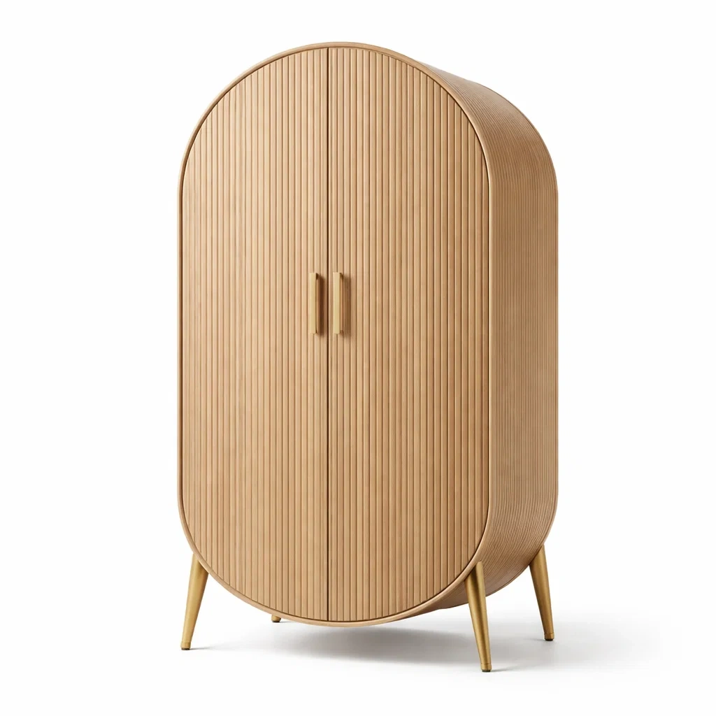 Armoire ovale en bois avec pieds en métal-URBANO ASISVIBES